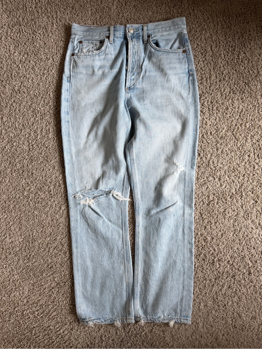 AGOLDE Riley Distress Light Wash Denim Jeans